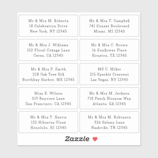 10 Naam persoonlijke gast Adres Weddenschap partij Sticker (Vel)