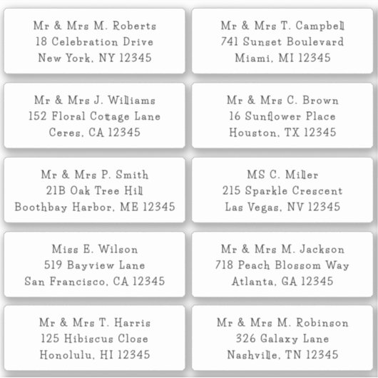 10 Naam persoonlijke gast Adres Weddenschap partij Sticker (Voorkant)