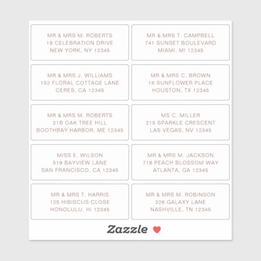 10 Naam persoonlijke gast Adres Weddenschap partij Sticker (Vel)