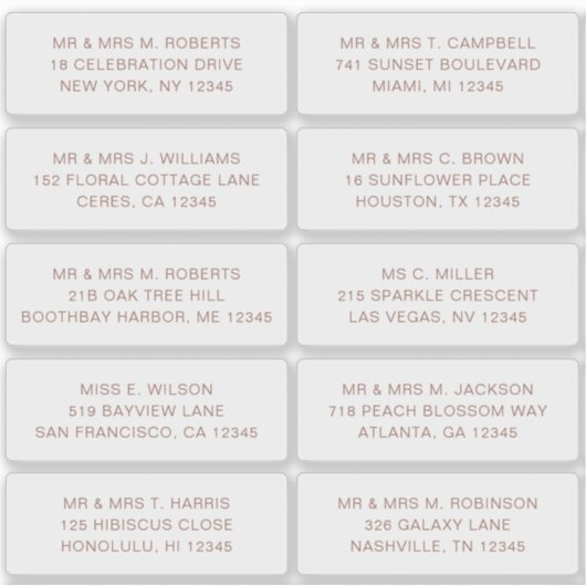 10 Naam persoonlijke gast Adres Weddenschap partij Sticker (Voorkant)