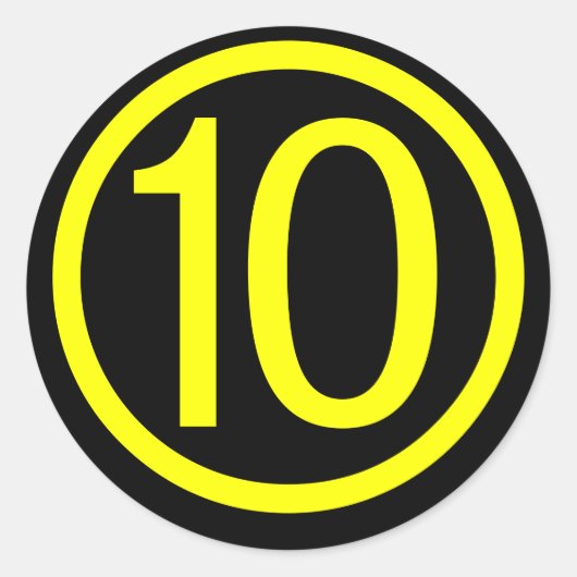 10 - nummer 10 ronde sticker (Voorkant)