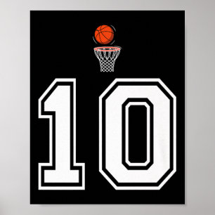 10 Nummer Basketbal Stijl Vintage Witte Premium Poster