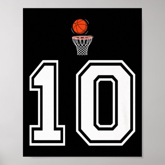 10 Nummer Basketbal Stijl Vintage Witte Premium Poster (Voorkant)