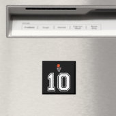 10 Nummer Basketbal Stijl Wit Premium Magneet (Insitu (Vaatwasser))