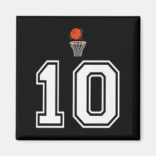 10 Nummer Basketbal Stijl Wit Premium Magneet