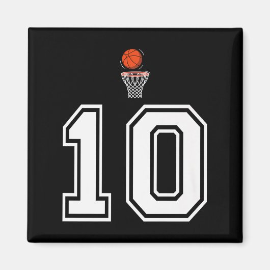 10 Nummer Basketbal Stijl Wit Premium Magneet (Voorkant)
