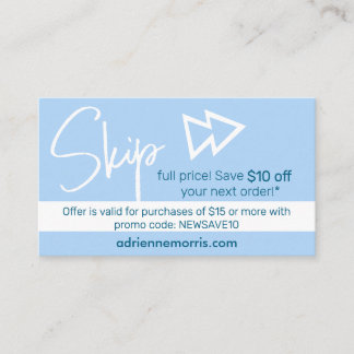 10 off Promo Business Card Informatiekaartje