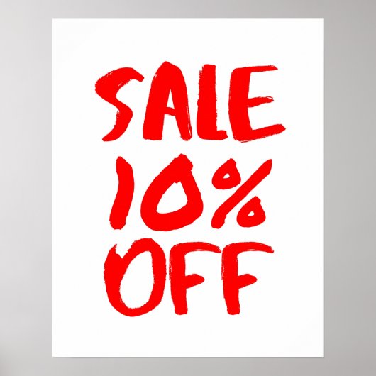10% Off Sale teken, Rode Retail Store Signage, Gro Poster (Voorkant)