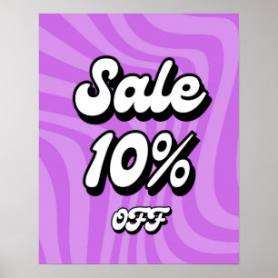 10% Off Verkoopteken, Paarse Verkoopteken, Detailh Poster