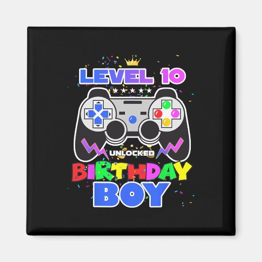 10 Ontgrendeld Verjaardag Jongen Videospel 10e Ver Magneet (Voorkant)