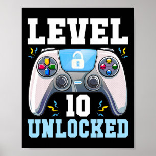 10 Ontgrendeld Videospel 10e Verjaardag Gamer Jong Poster