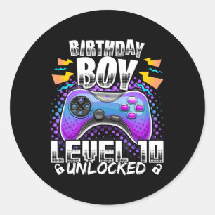10 Ontgrendeld Videospel 10e Verjaardag Gamer Jong Ronde Sticker