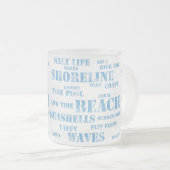 10 oz frosted mug in beach text matglas koffiemok (Voorkant rechts)