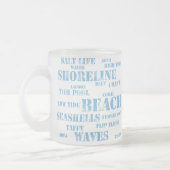 10 oz frosted mug in beach text matglas koffiemok (Links)