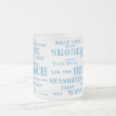 10 oz frosted mug in beach text matglas koffiemok (Center)