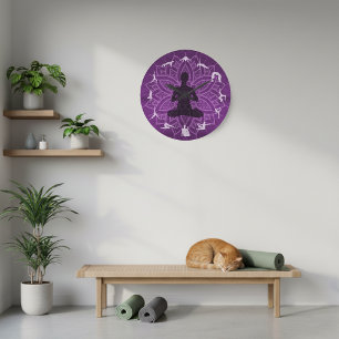 10" Paarse Mandala met Yoga Oefeningen Wandklok
