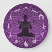 10" Paarse Mandala met Yoga Poses Muur Klok (Voorkant)