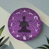 10" Paarse Mandala met Yoga Poses Muur Klok