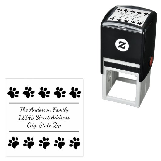 10 Paw Prints - Vierkante Zelfinkt Stempel (In situ)