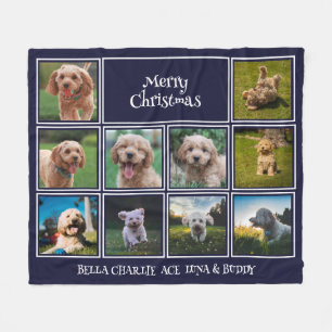 10 Pet Foto's Vrolijk Kerstfeest   Marine Blauw Fleece Deken