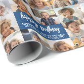 10 Photo Border Verjaardag Tekstcentrum - Blauw Cadeaupapier (Rol Hoek)