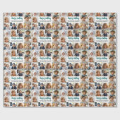 10 Photo Border Verjaardag Tekstcentrum - Blauwgro Cadeaupapier (Vlak)