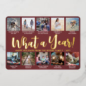 10 Photo Collage Bourgogne Wat een jaar! script Folie Feestdagenkaart (Voorkant)