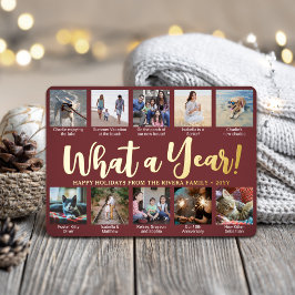 10 Photo Collage Bourgogne Wat een jaar! script Folie Feestdagenkaart