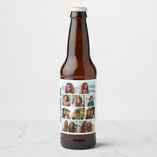 10 Photo Collage - witte achtergrond zwarte tekst Bier Etiket (Voorkant)