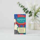 10-pins bowlingretro neon bowling alley visitekaartje (Staand voorkant)