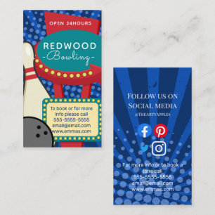 10-pins bowlingretro neon bowling alley visitekaartje