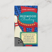 10-pins bowlingretro neon bowling alley visitekaartje (Voorkant)