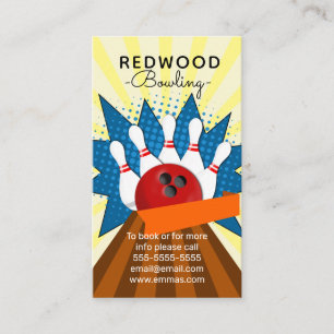 10-pins bowlingretro neon bowling alley visitekaartje