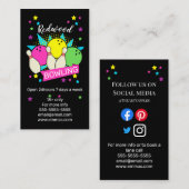 10-pins bowlingretro neon bowling alley visitekaartje (Voorkant / Achterkant)