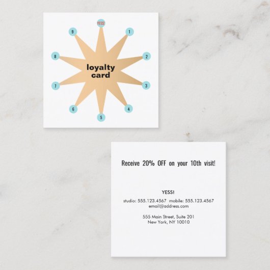 10 Punch Star Customer Loyalty Kaart (Voorkant / Achterkant)
