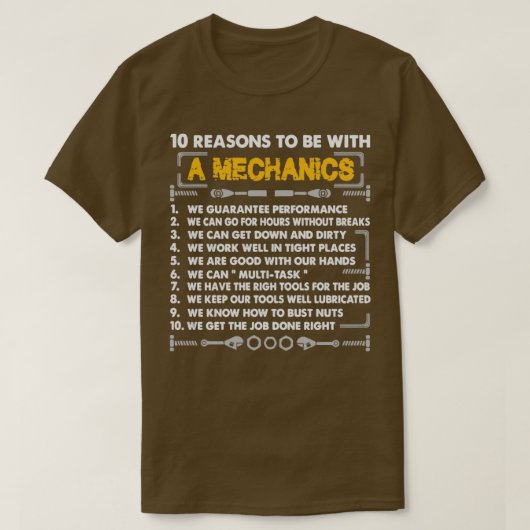 10 reason to be a Mechanic T-shirt (Design voorkant)