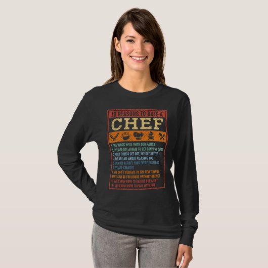 10 Reasons To Date A Chef  Chief Cook Retro Culina T-shirt (Voorkant volledig)