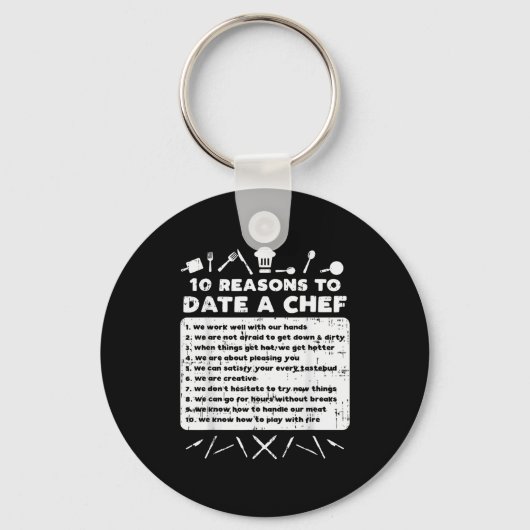 10 Reasons To Date A Chef Funny Dating Cook Men Wo Sleutelhanger (Voorkant)