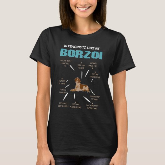 10 Reasons To Love Borzoi Dog Pet T-shirt (Voorkant)