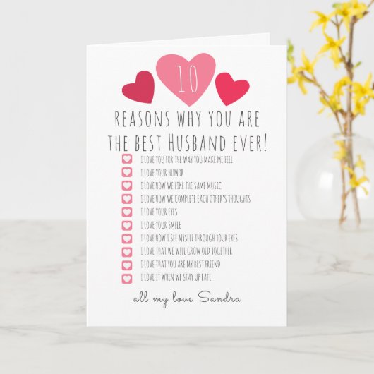 10 redenen beste man ooit vriendje vrouw meisje kaart (Gele Bloem)