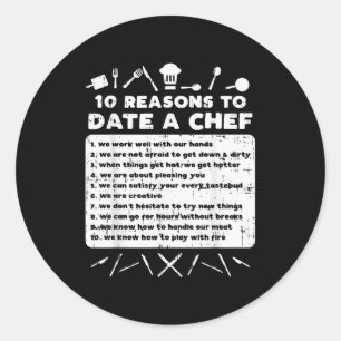 10 Redenen om met een Chef Grappige Dating Kok Man Ronde Sticker