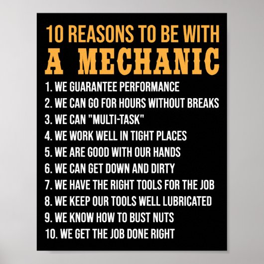 10 Redenen om met een mechanische funny-mechanica  Poster (Voorkant)