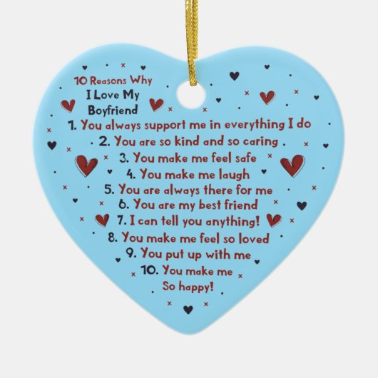 10 REDENEN WAAROM IK VAN JE GIFT HEART STICKER hou Keramisch Ornament (Voorkant)