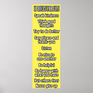 10 Regels voor het leven (geel) Poster