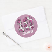 10 Roze en wit Basketball-nummer Ronde Sticker (Envelop)