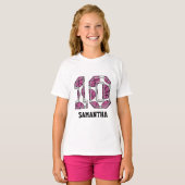 10 Roze en wit Basketball-nummer T-shirt (Voorkant volledig)