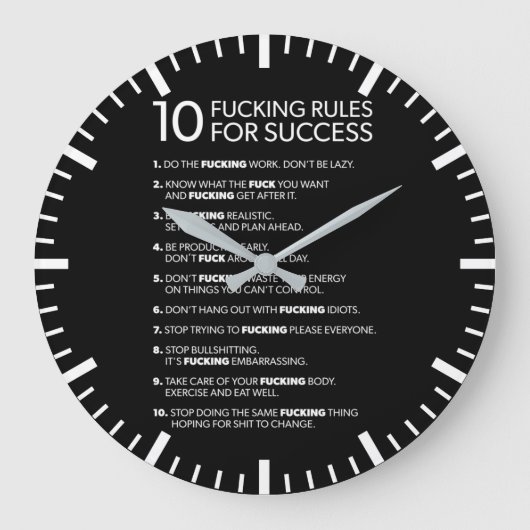 10 Rules For Success - Motivational Grote Klok (Voorkant)