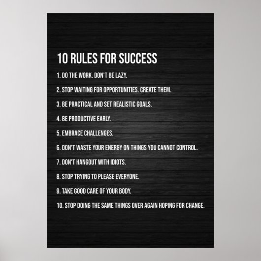 10 Rules For Success - Motivational Poster (Voorkant)