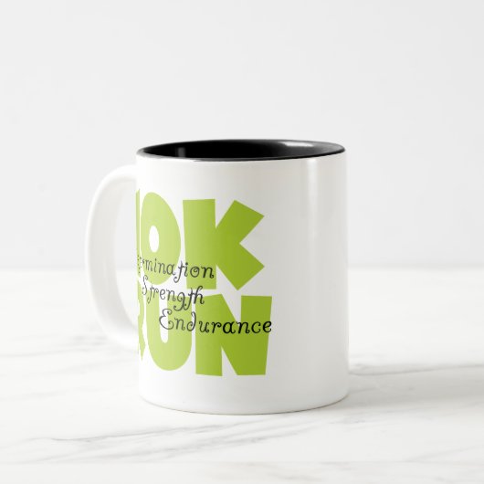 10 Run Spring Green Tweekleurige Koffiemok (Voorkant links)