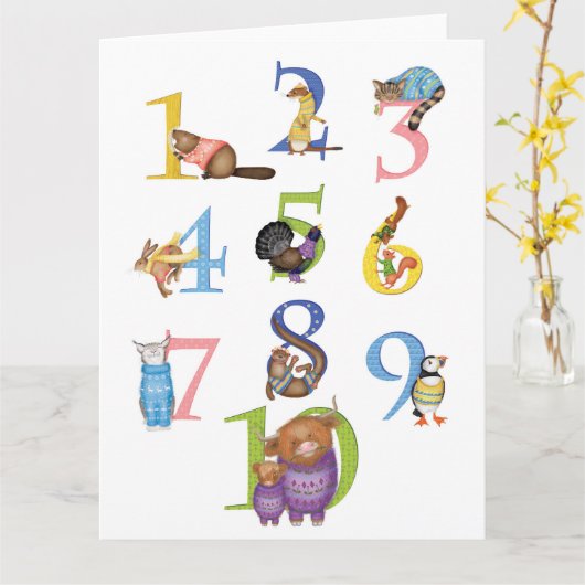 10 Schotse dieren blanco kaart (Gele Bloem)